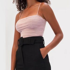 Babaton Luxor Tank Ruched Mesh Bustier Bodysuit